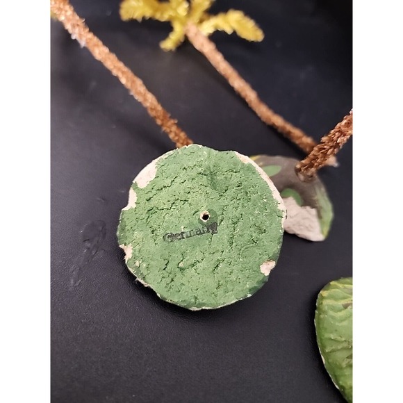 Antique 40s German Putz Chalkware Nativity Set w/ Creche 17pc Composition Palm - Picture 12 of 12